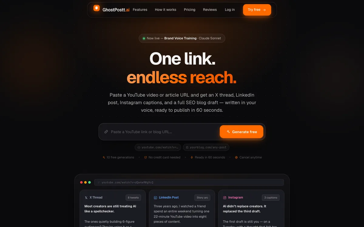The GhostPostt AI website